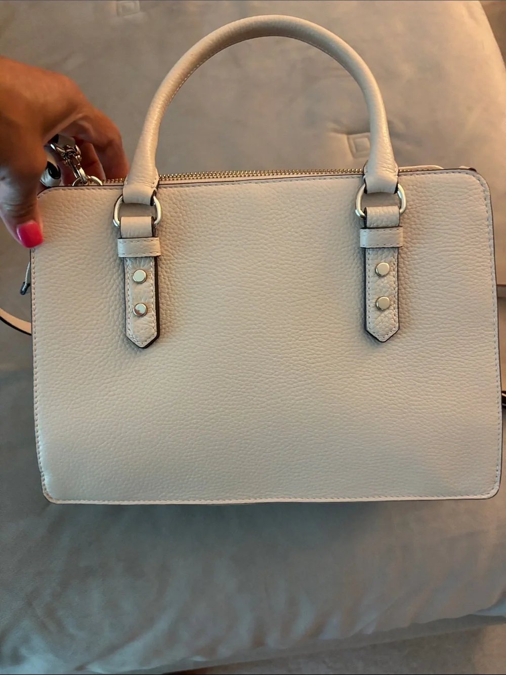 kate spade Pebbled Leather Satchel in Light Beige